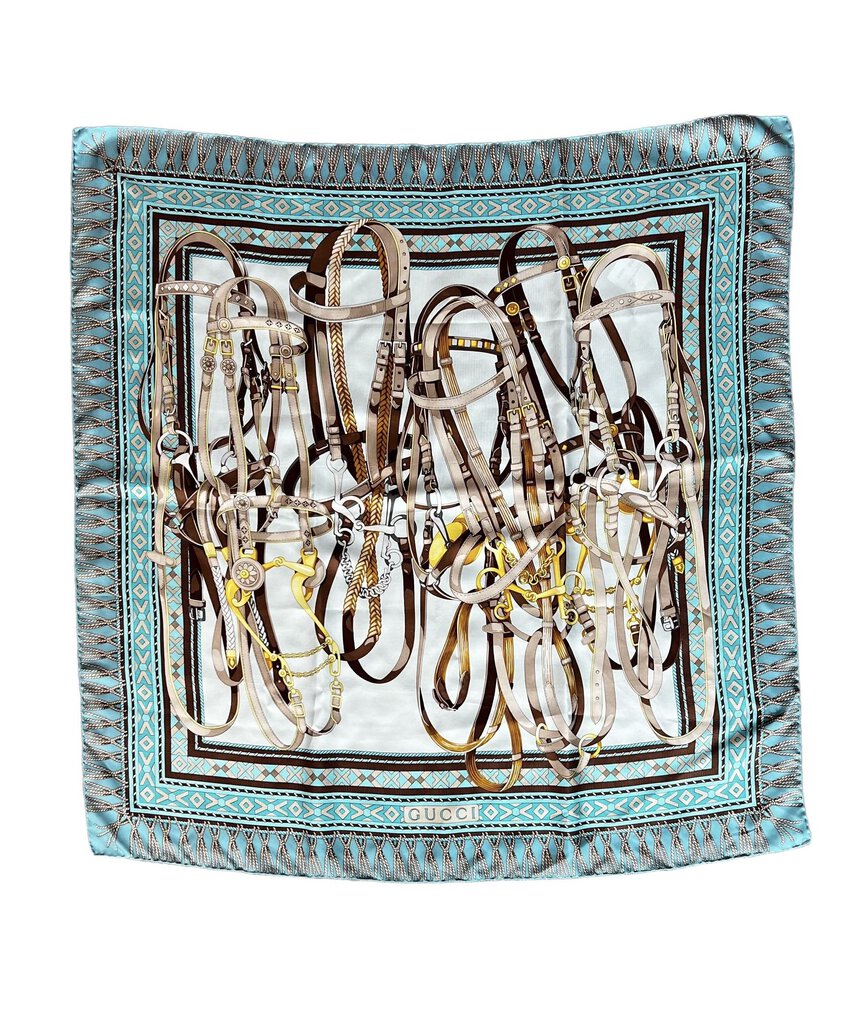 Gucci Silk Saddle/Handbag Print Scarf