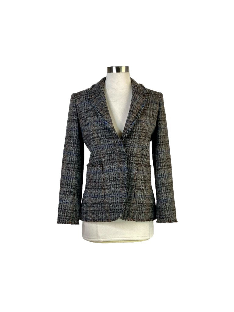 Vanessa Bruno Raw Edge Tartan Wool Blazer
