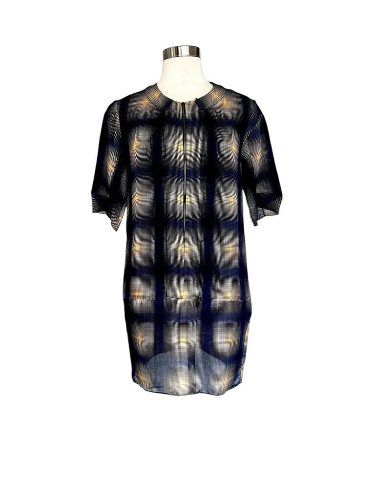 Marni Plaid Zip Front Shift Dress