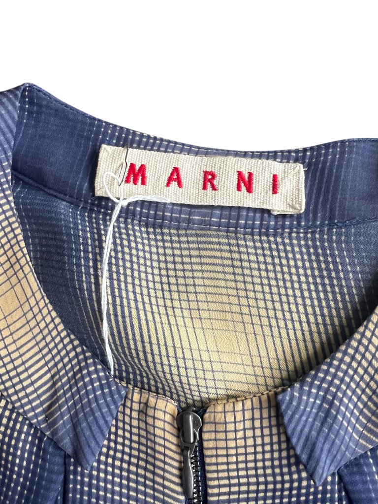 Marni Plaid Zip Front Shift Dress