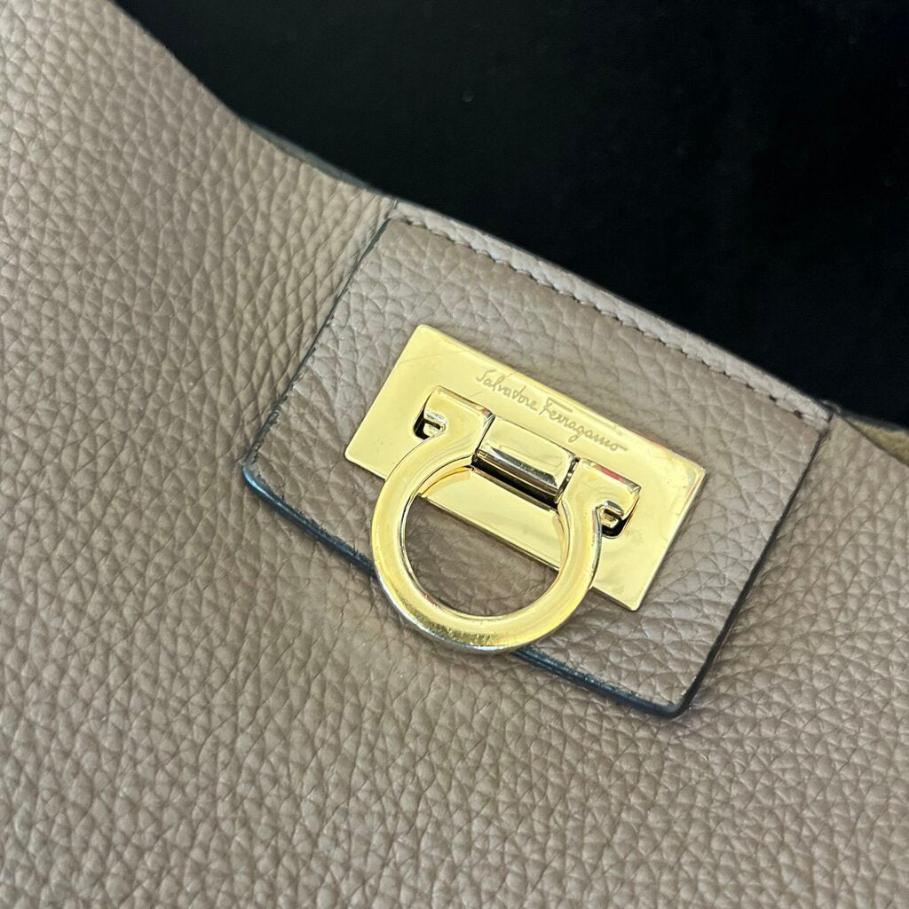 Ferragamo Pebbled Leather 'Fanisa Gancini' Large Saddle Bag