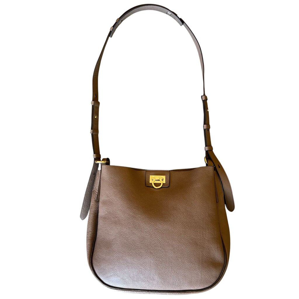Ferragamo Pebbled Leather 'Fanisa Gancini' Large Saddle Bag