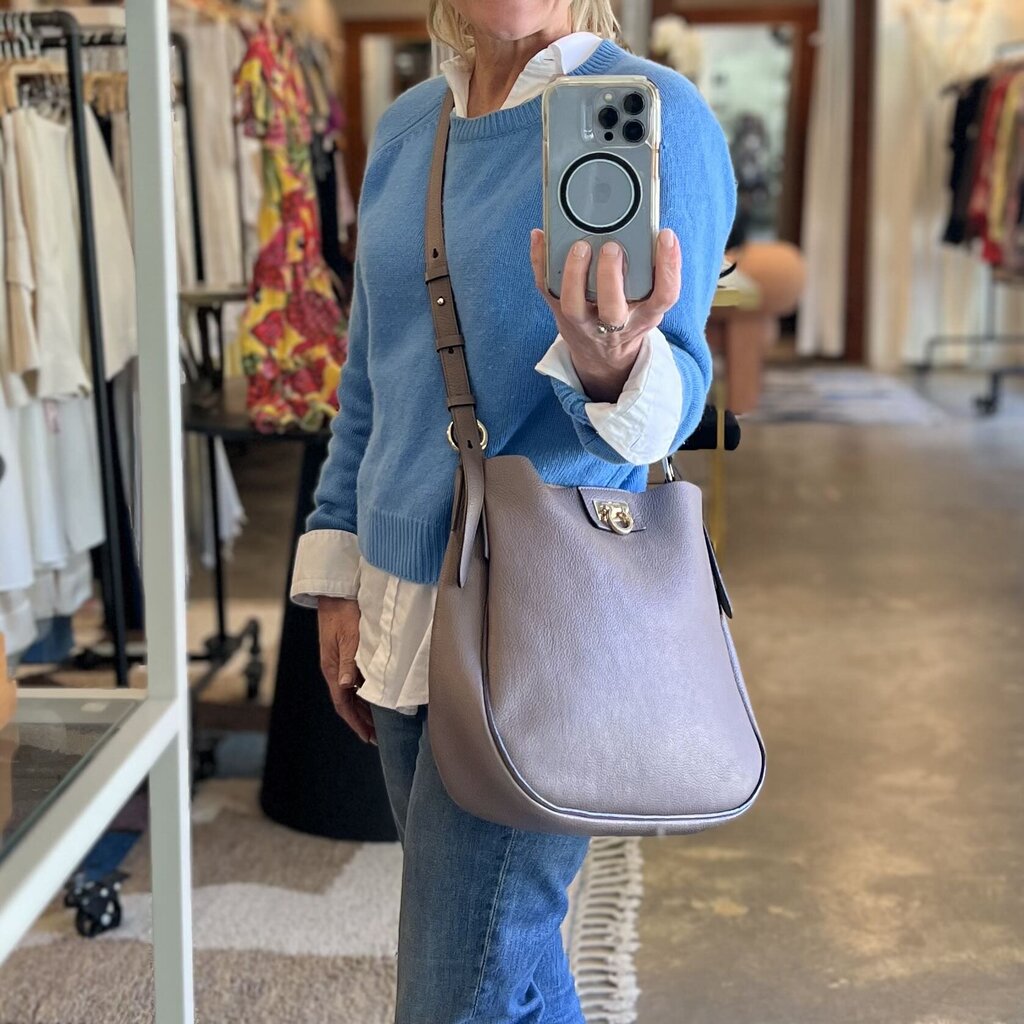 Ferragamo Pebbled Leather 'Fanisa Gancini' Large Saddle Bag