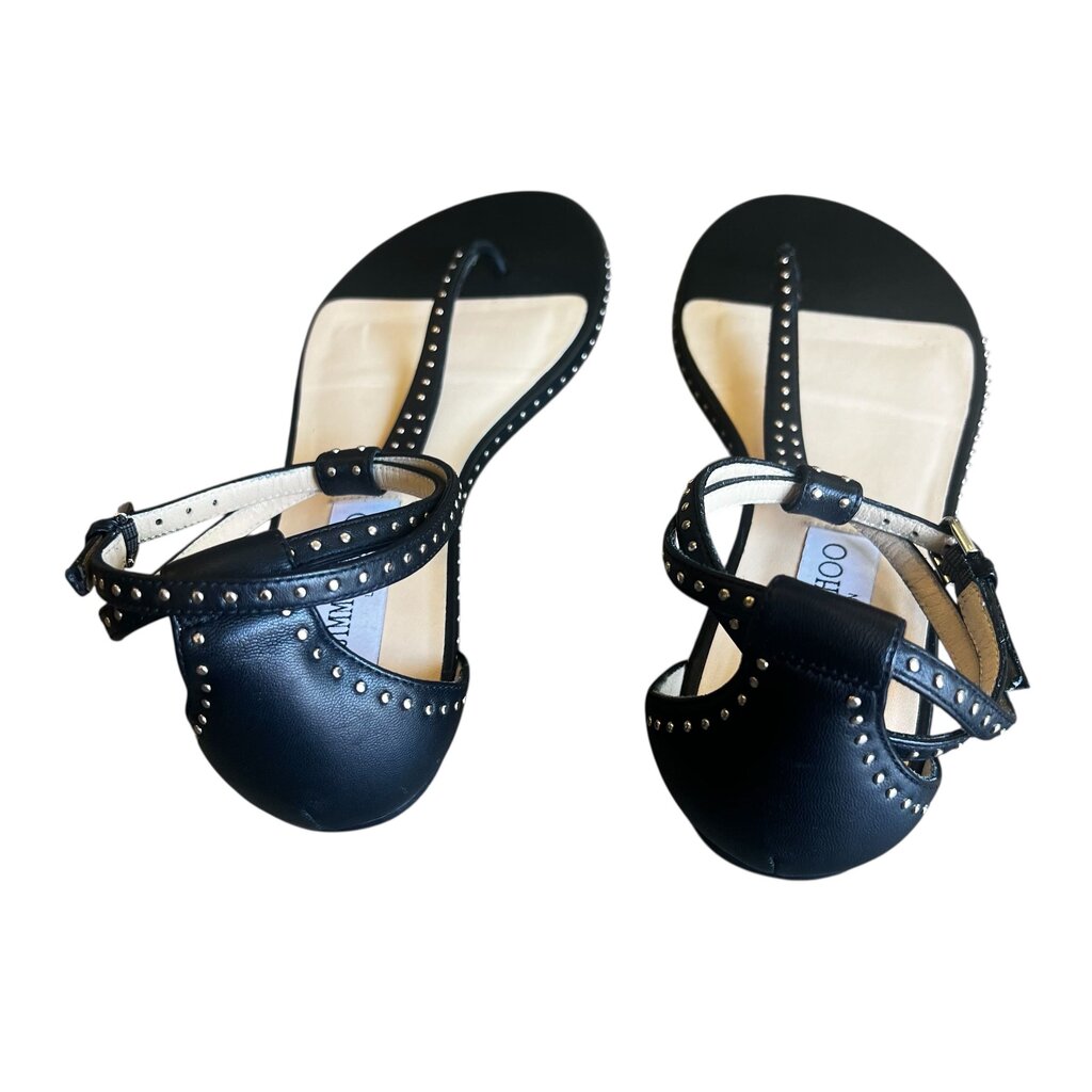 Jimmy Choo Studded T Strap Flat Sandals