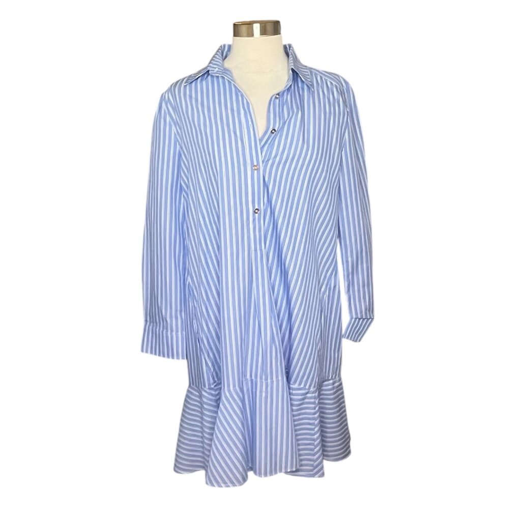Duffield Lane Striped Ruffle Hem Dress, NEW