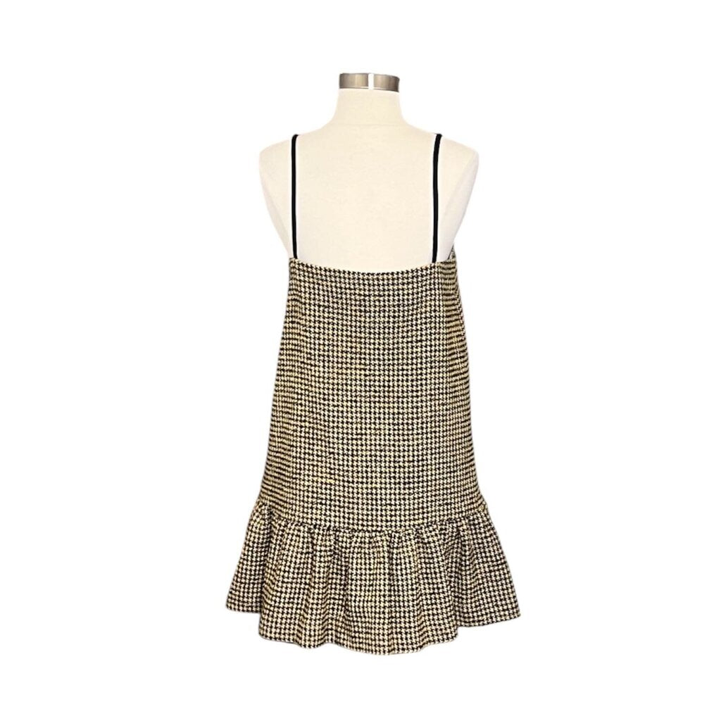 Ganni Houndstooth Drop Waist Mini Dress