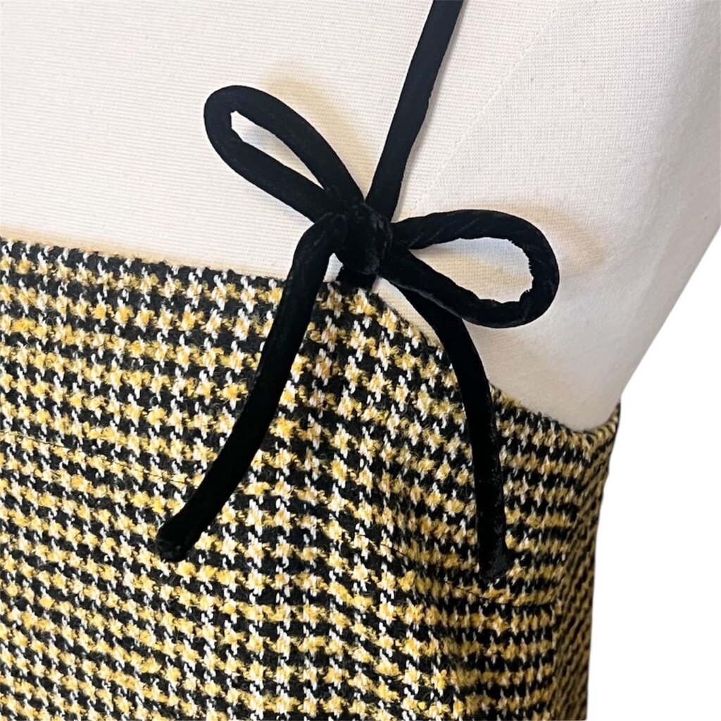 Ganni Houndstooth Drop Waist Mini Dress