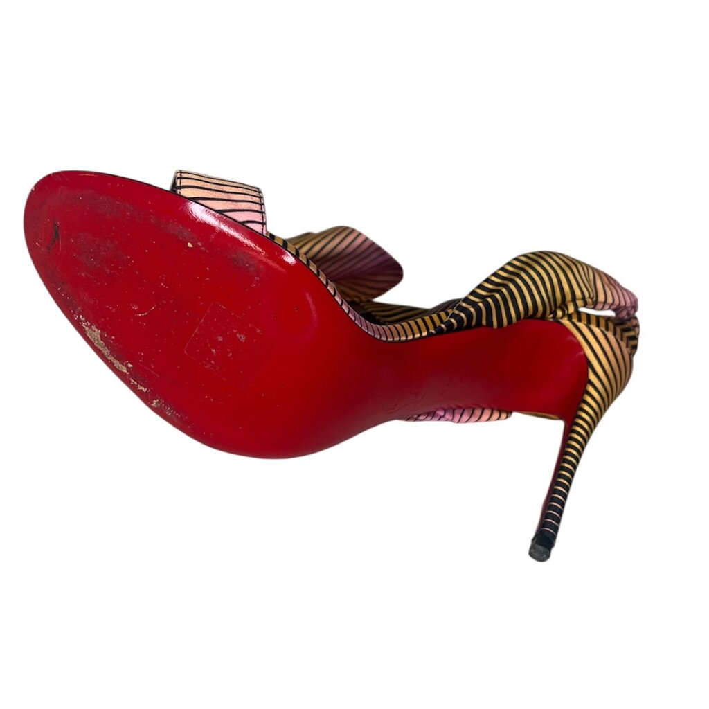 Louboutin 'Miss Z' Silk Ankle Wrap Sandals