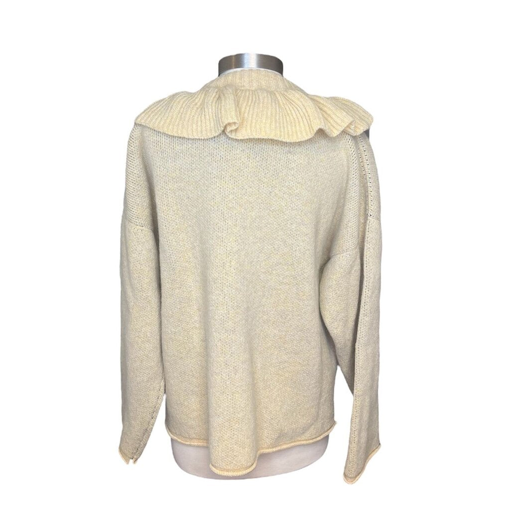 Cawley 100% Wool Ruffle Neck Sweater, NEW