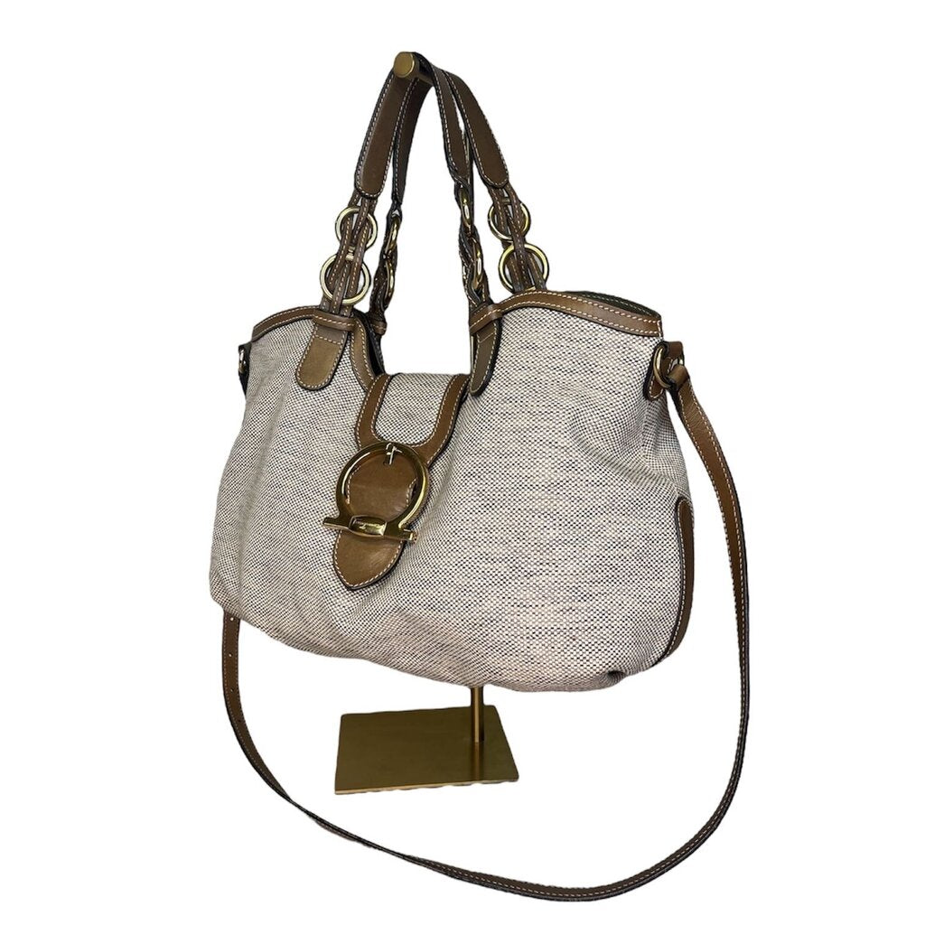 Ferragamo Woven Canvas Hobo Bag