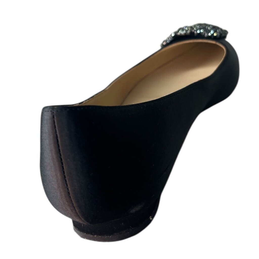 MANOLO BLAHNIK Embellished Buckle Fabric Ballet Flats