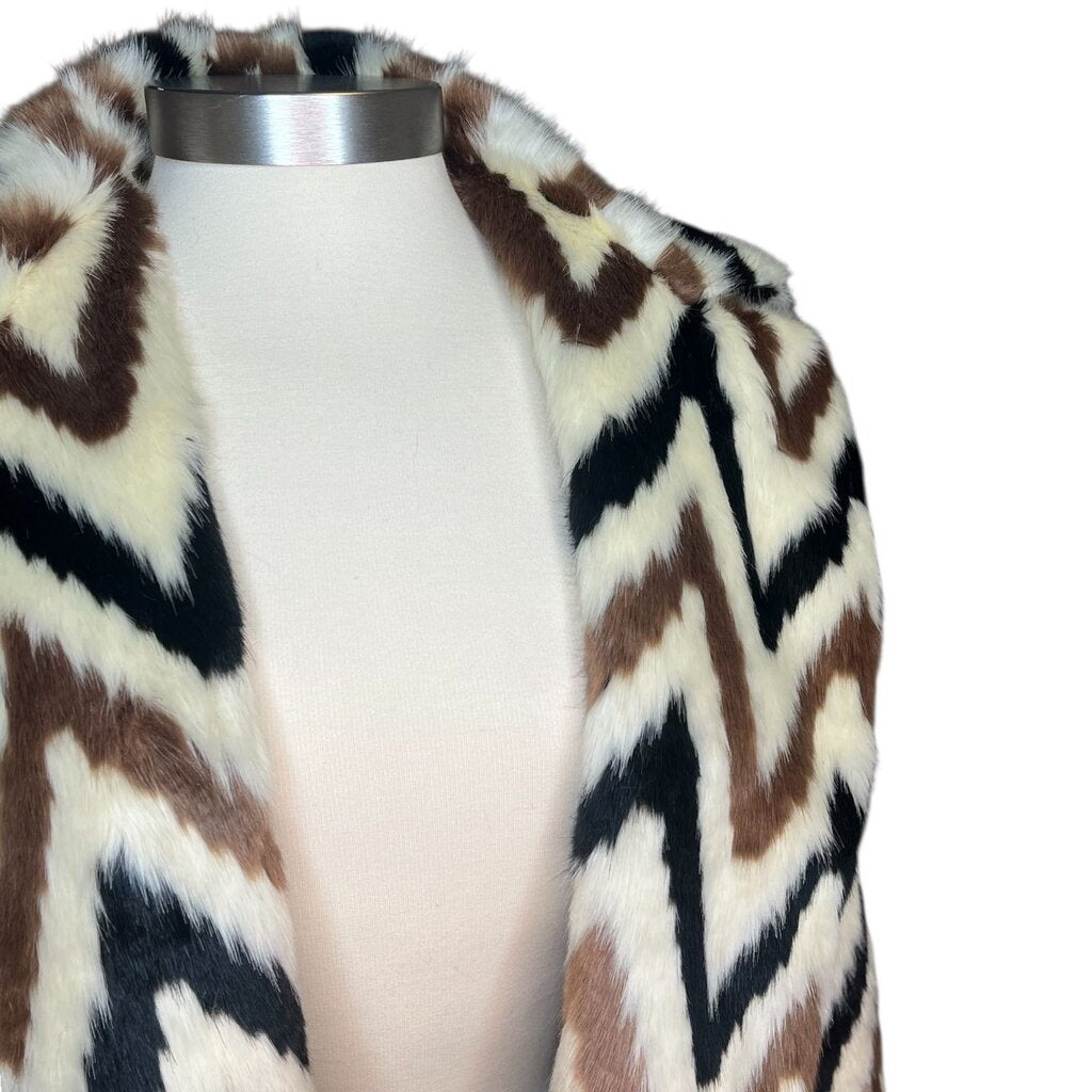 Autumn Adeigbo Faux Fur Chevron Wednesday Coat, MSARP $650