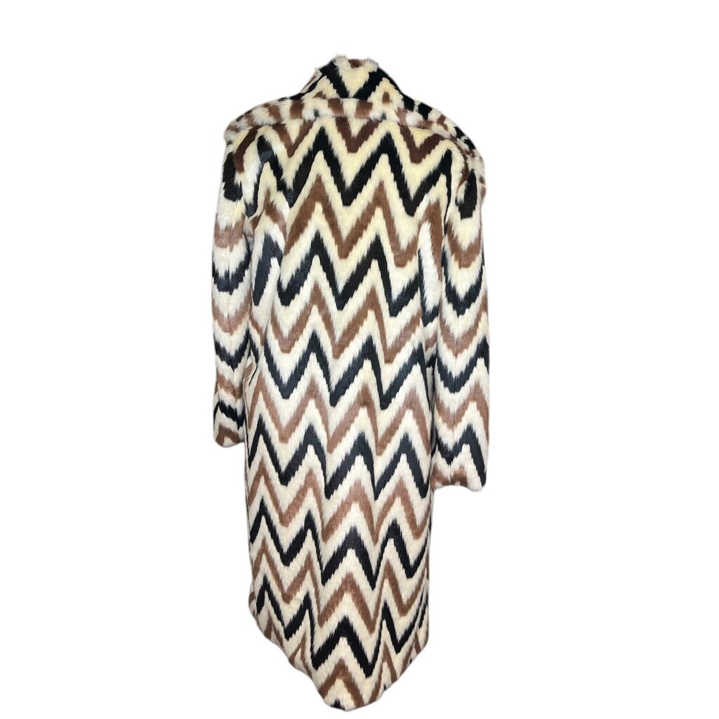 Autumn Adeigbo Faux Fur Chevron Wednesday Coat, MSARP $650