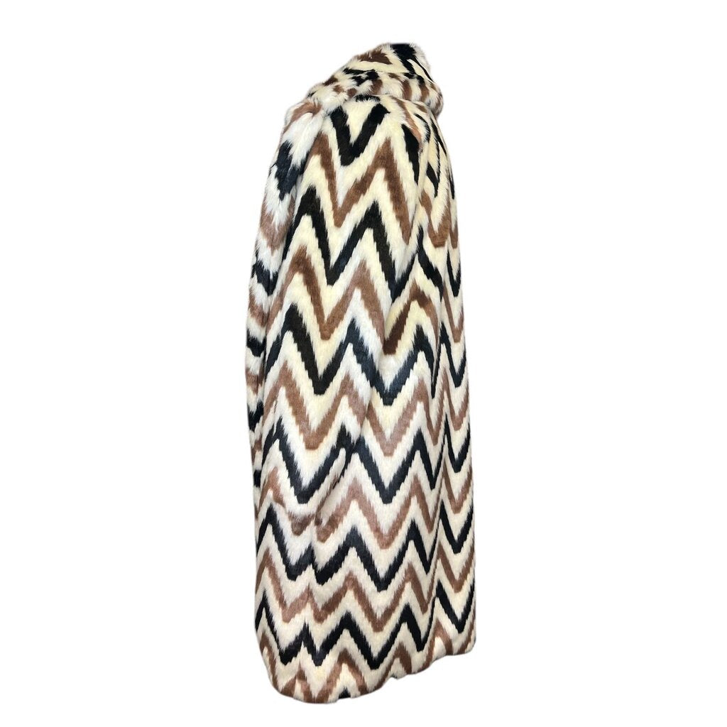 Autumn Adeigbo Faux Fur Chevron Wednesday Coat, MSARP $650