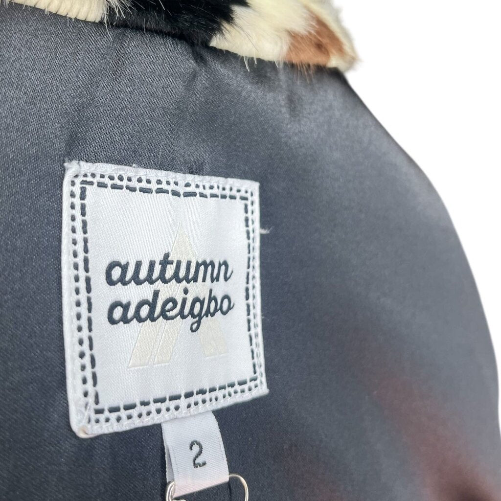 Autumn Adeigbo Faux Fur Chevron Wednesday Coat, MSARP $650