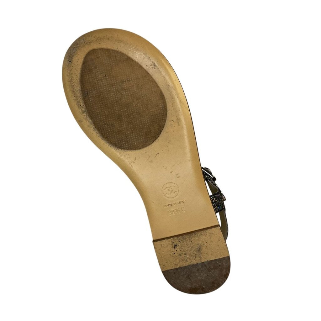 Chanel Interlocking CC Logo T-Strap Sandals, MSRP $2,013