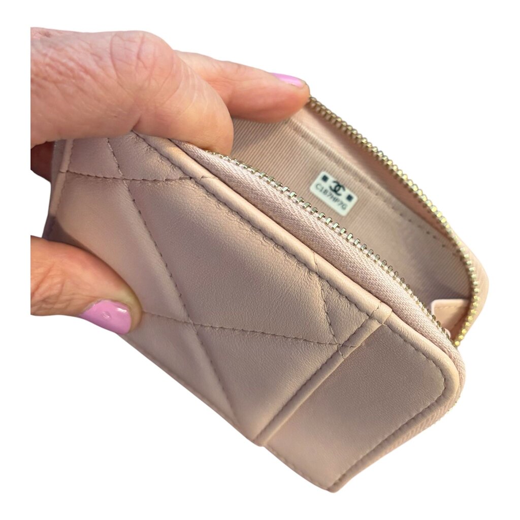 Chanel 19 Lambskin Quilted Vertical Zip Cardholder Wallet