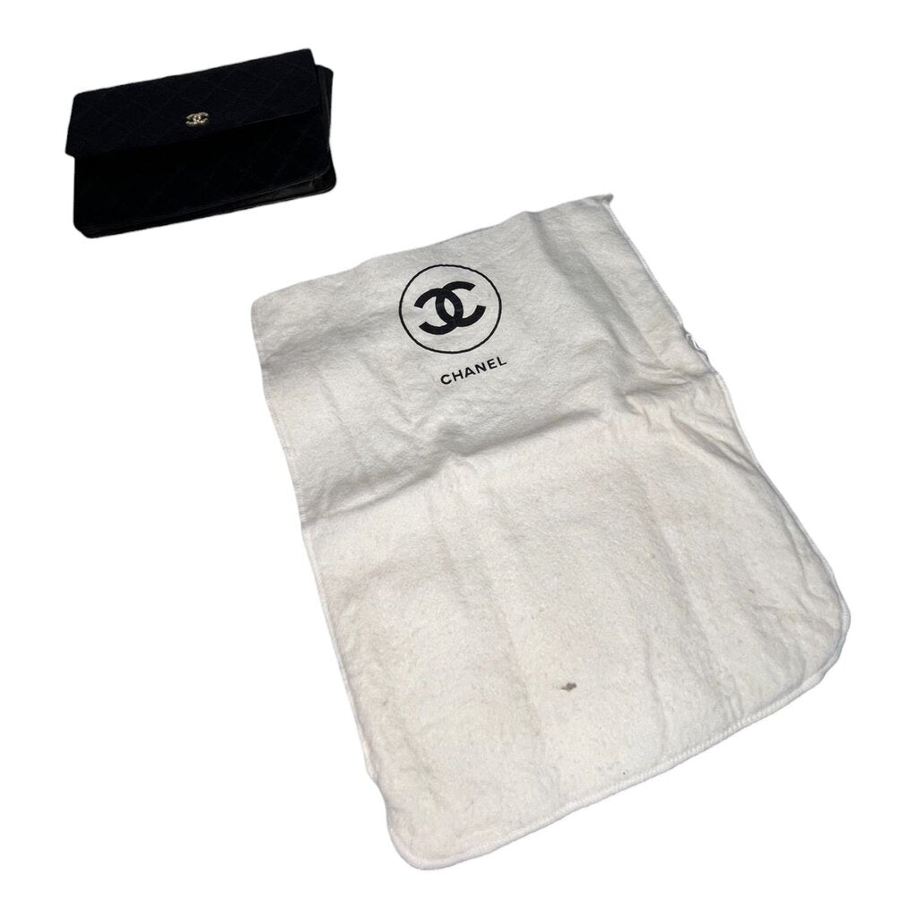 Chanel CC Satin Diamond Quilted Clutch Bag