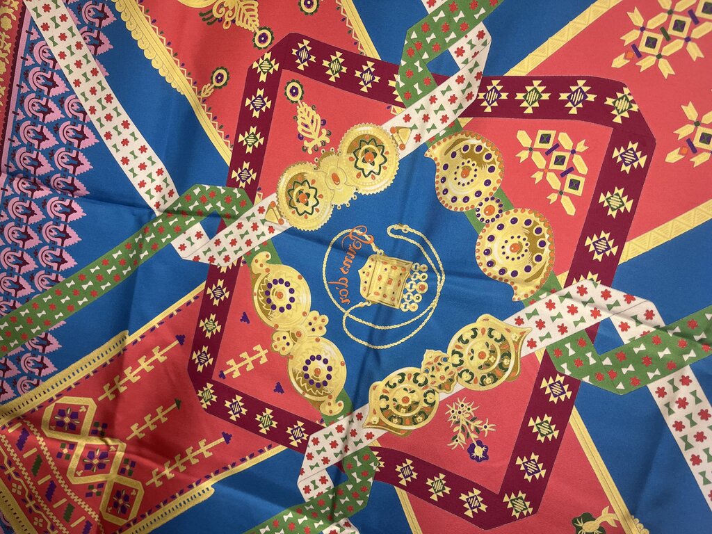 Hermes 'Brins d'Or' Patterned Silk Scarf, NEW