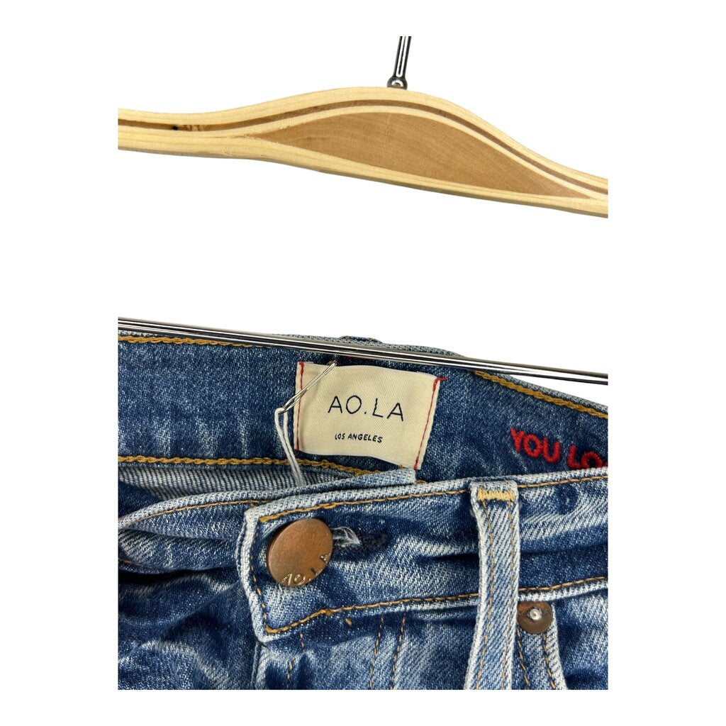 AO.LA Floral Embroidered Hem Jeans