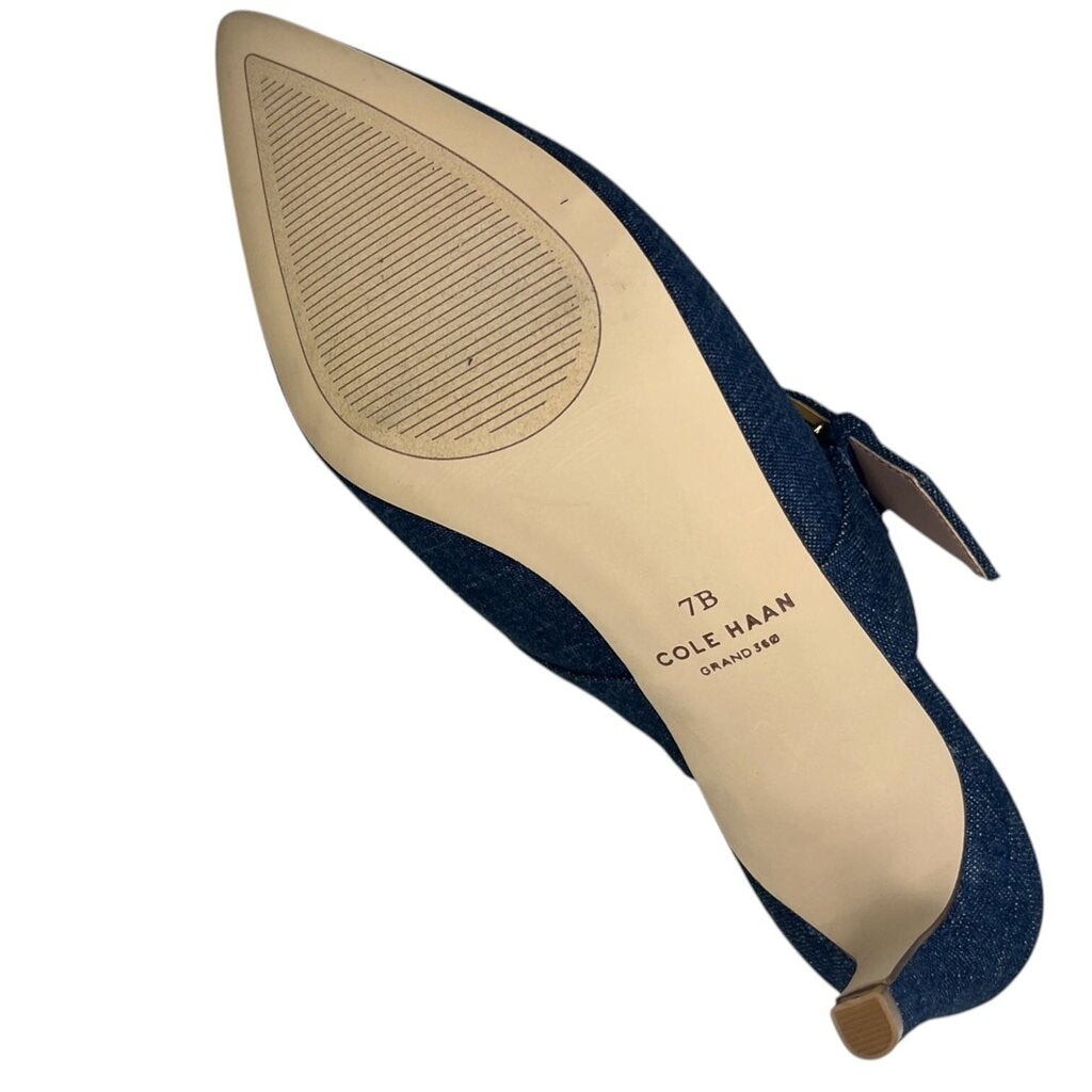 Cole Haan Vandam Buckle Denim Mules