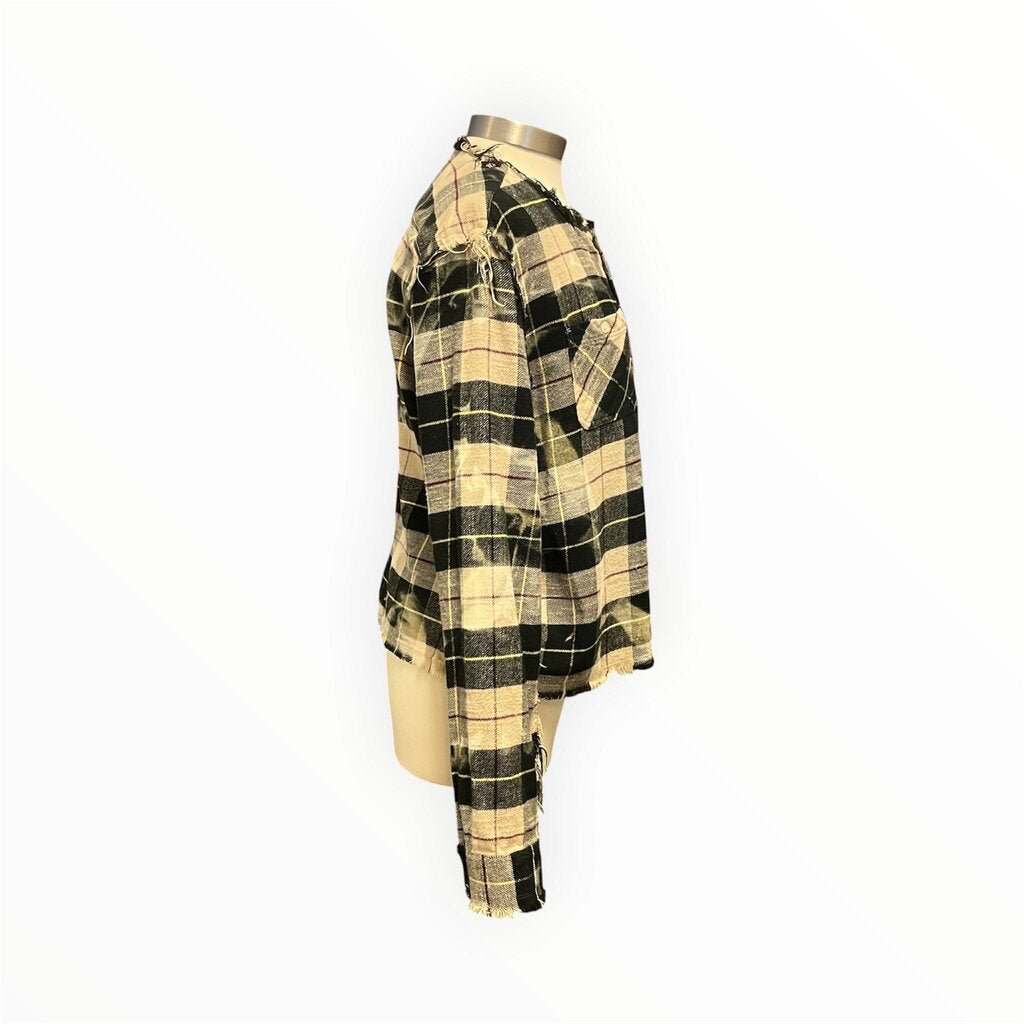 R 13 Cropped Cotton Plaid Button-up