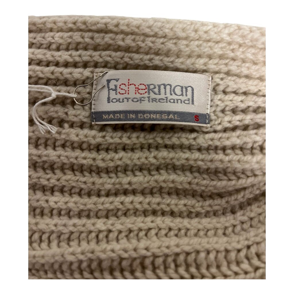 Fisherman Out of Ireland Ribbed Mock Neck Wool Cardigan