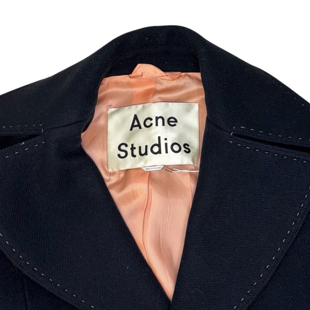 Acne Double Breasted Topstitch Peacoat