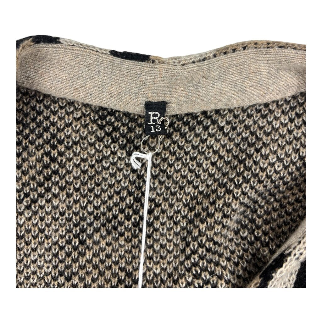 R13 Animal Print Cashmere Long Line Sweater