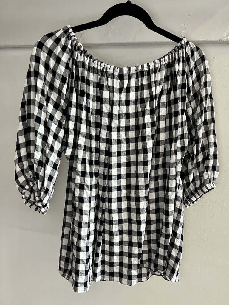Aspesi Elbow Sleeve Check Tie Front Top