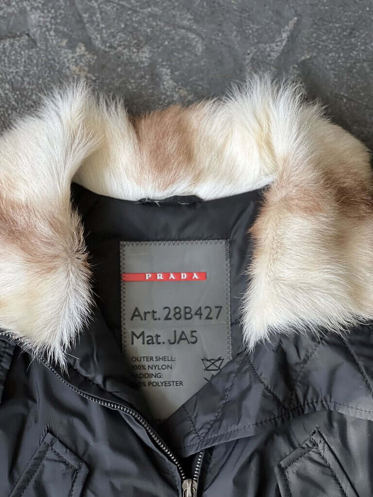 Prada Gore-Tex Belted Fur Jacket With Fur Collar