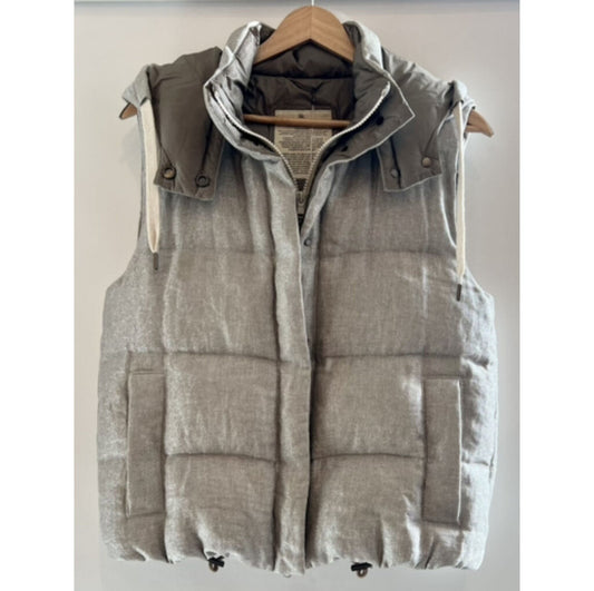 Brunello Cucinelli Metallic Puffer Vest w/Hood, Online