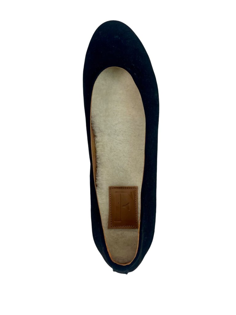 Flattered Suede Ballet Flat with Shearling Insole, New