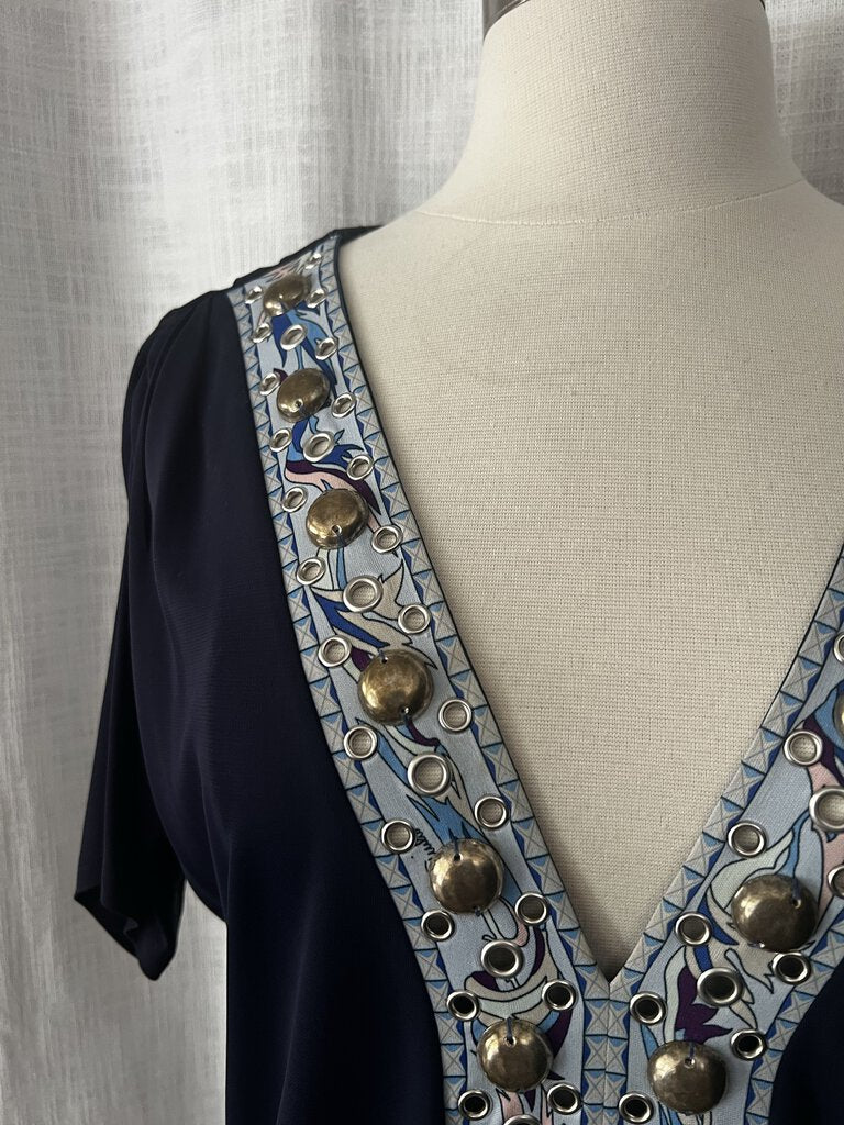 Emilio Pucci V-Neck Bead Embellished Shift Dress