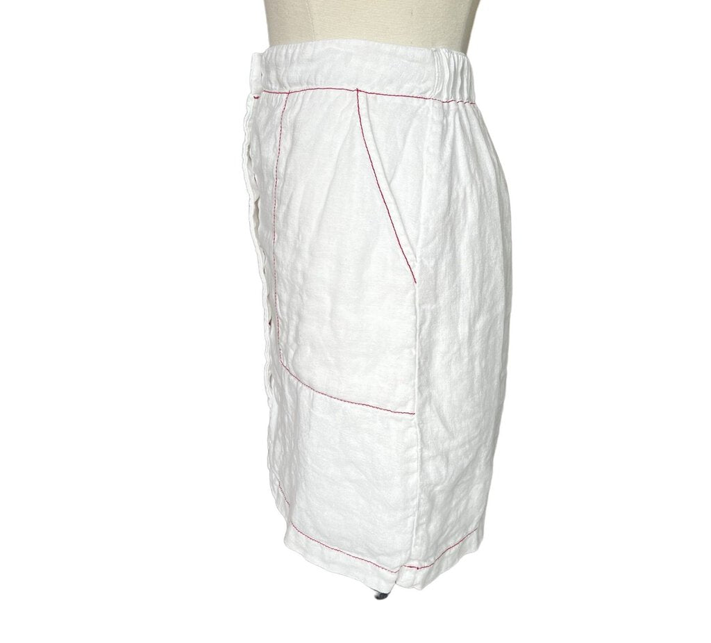 Amadi Linen Contrast Stitching Mini Skirt