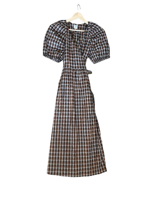 Baum Und Pferdgarten Cotton Blend Plaid Wrap Dress