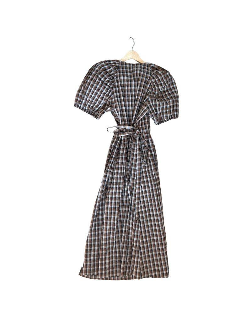 Baum Und Pferdgarten Cotton Blend Plaid Wrap Dress