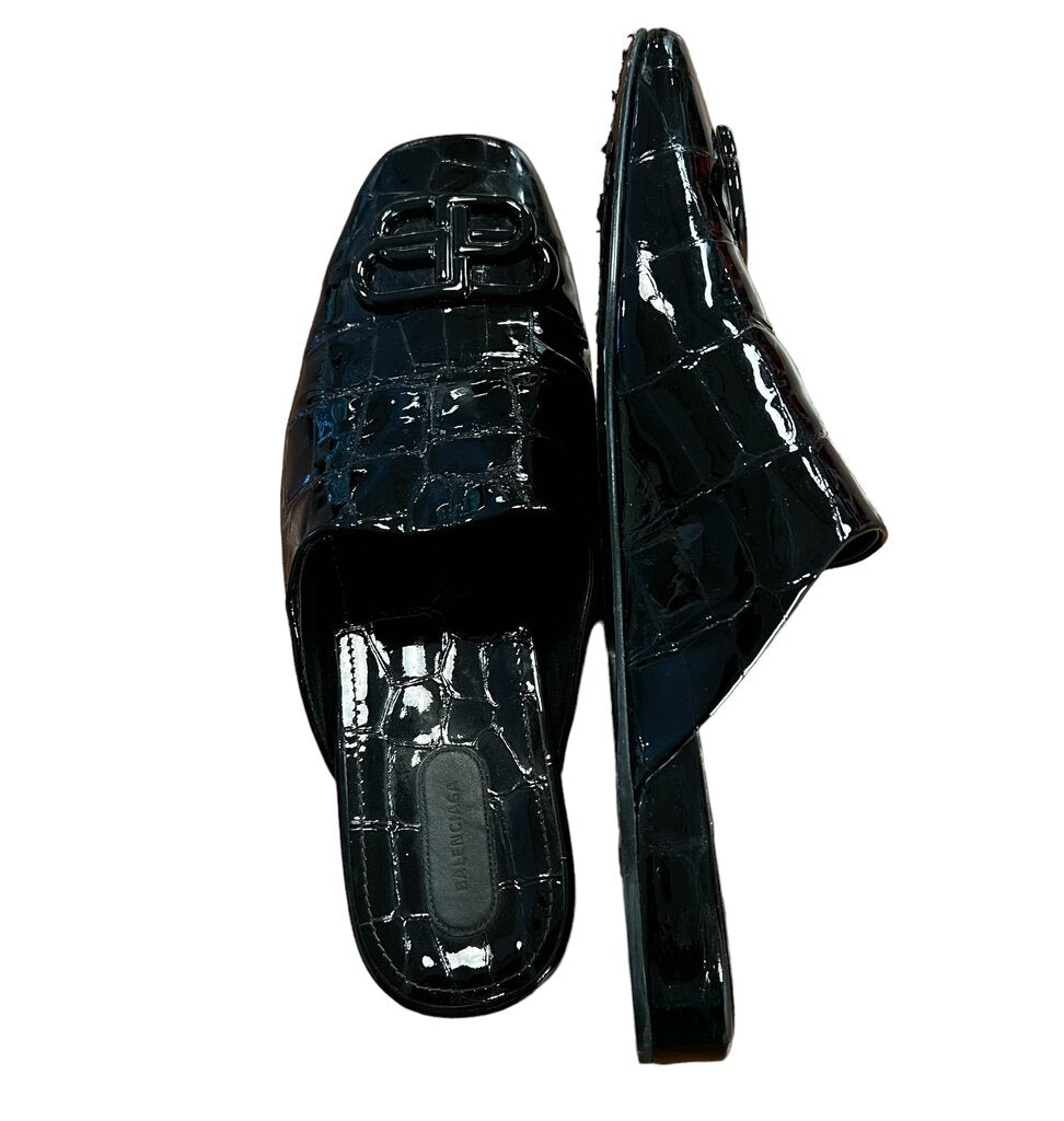 Balenciaga Croc Embossed Logo Slides