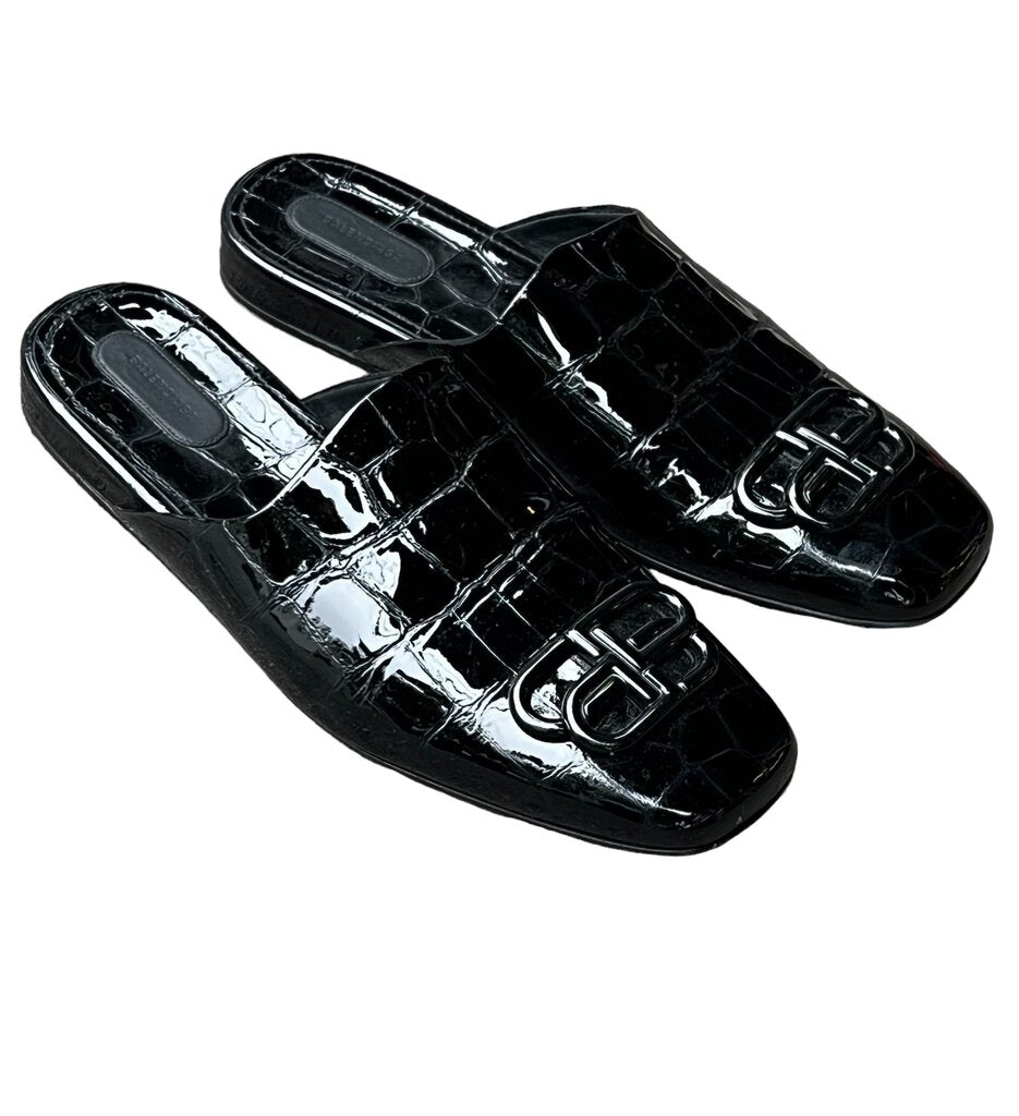 Balenciaga Croc Embossed Logo Slides