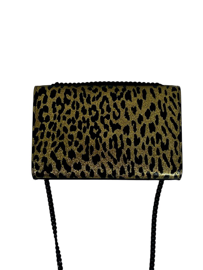 The YSL Patent Glitter Cheetah Bag is a striking accessory that combines luxurious patent leather with a playful cheetah print, exuding bold sophistication. Its shimmering finish and iconic YSL logo make it a standout piece for any fashion-forward ensemble.