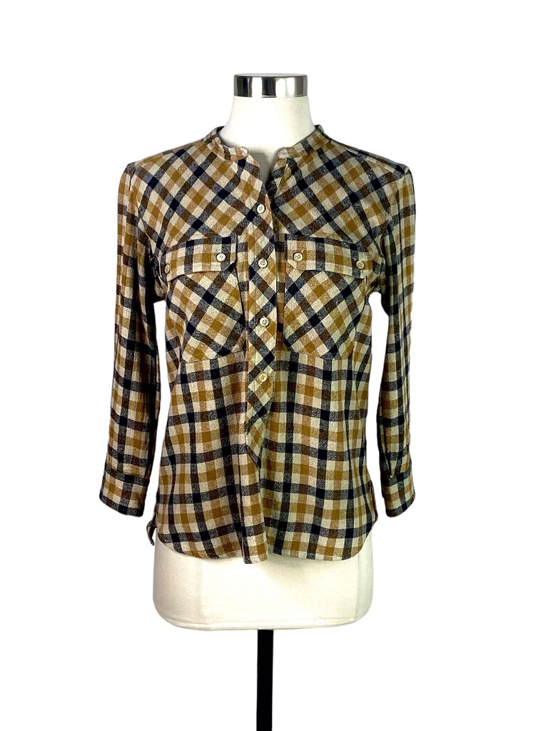 Isabel Marant Etoile Silk Plaid Button Front Blouse