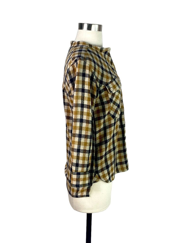 Isabel Marant Etoile Silk Plaid Button Front Blouse