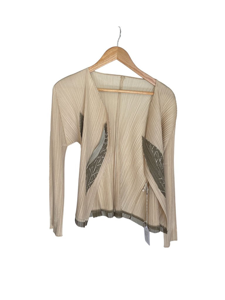 Pleats Please Attached Leaf Open Front Cardigan