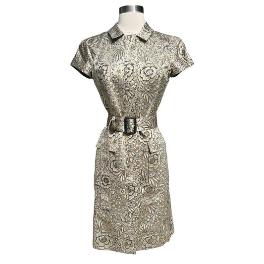 Burberry Prorsum Jacquard Floral Belted Dress, fits like a 2/4