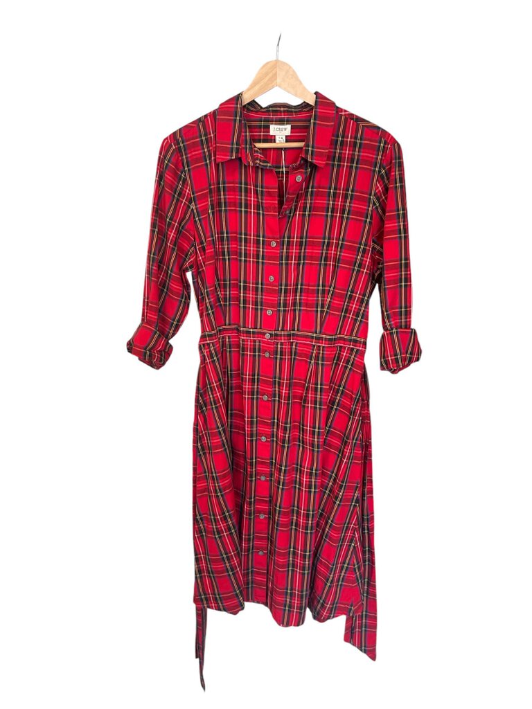 J Crew Plaid Button Front Shirt Dress