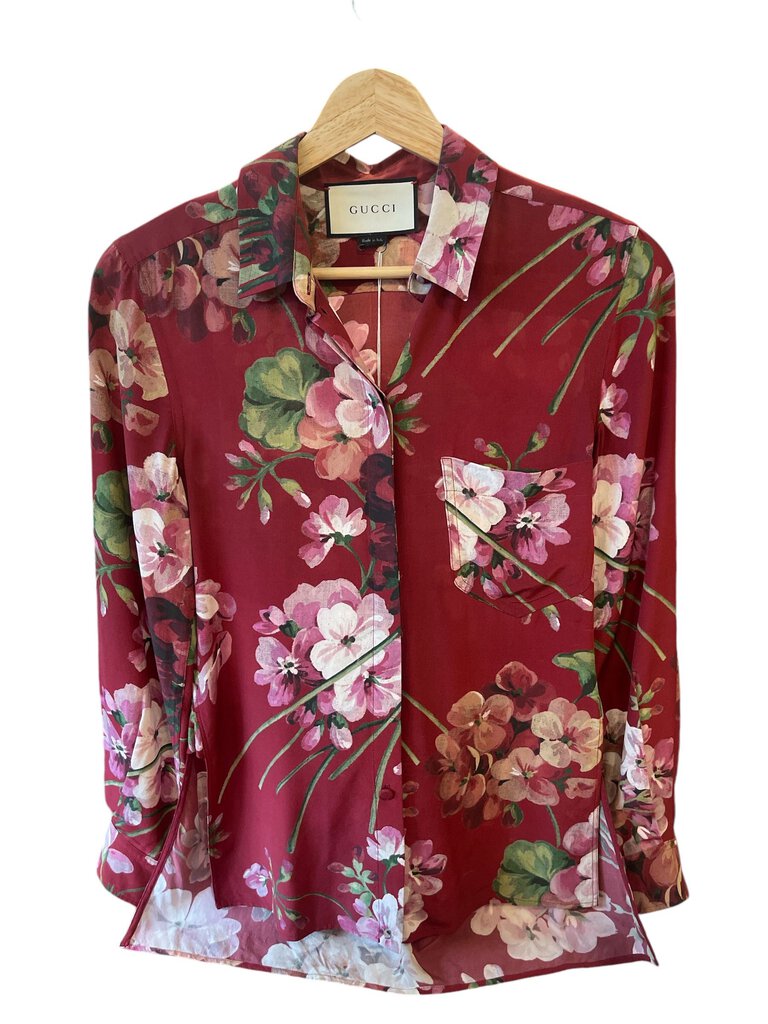 Gucci Silk Floral Button Front Blouse