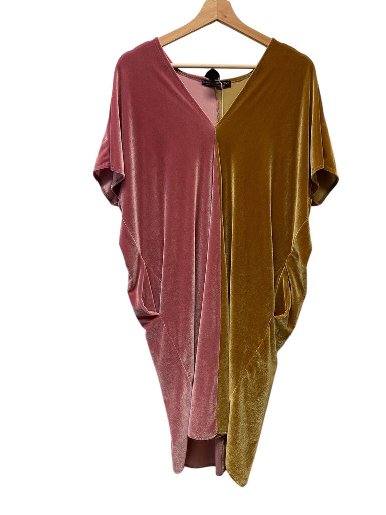 Altar Houseline Velvet Color Block Caftan Dress