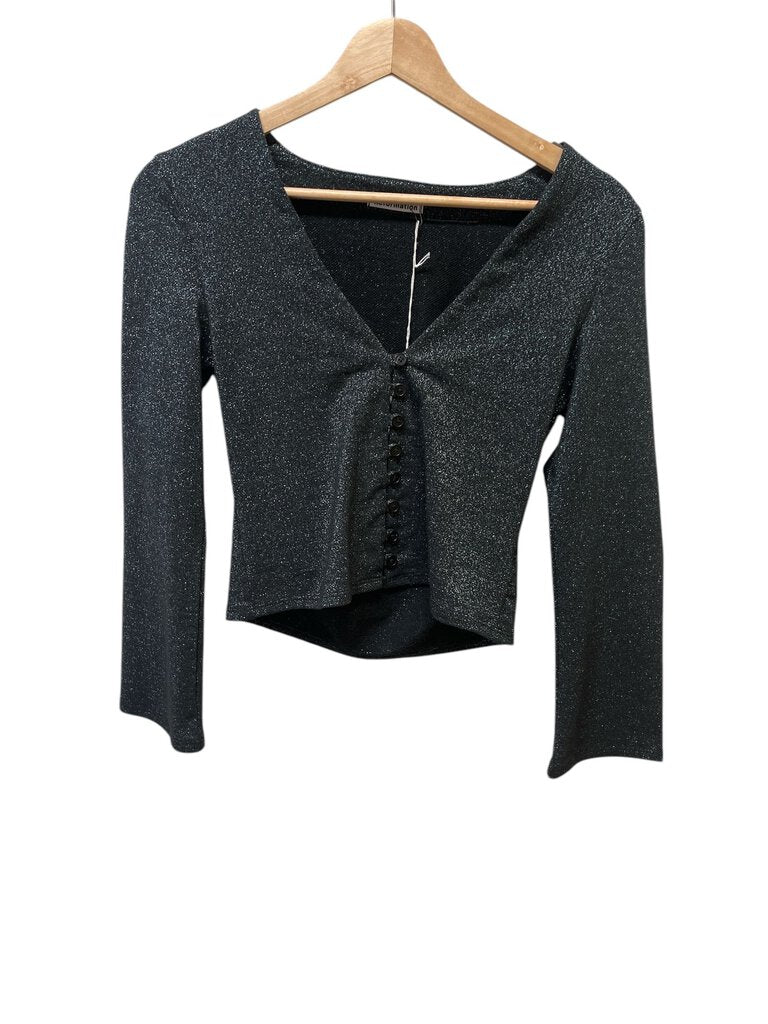 Reformation Sparkle Button Front Crop Top