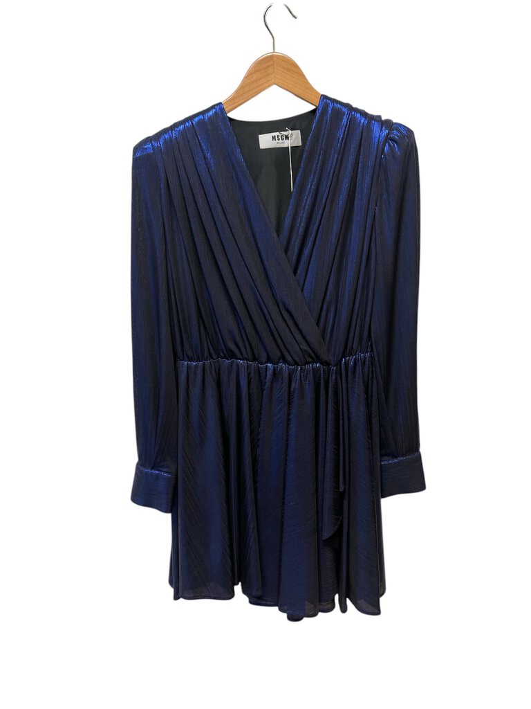 MSGM Metallic Surplice Long Sleeve Mini Dress