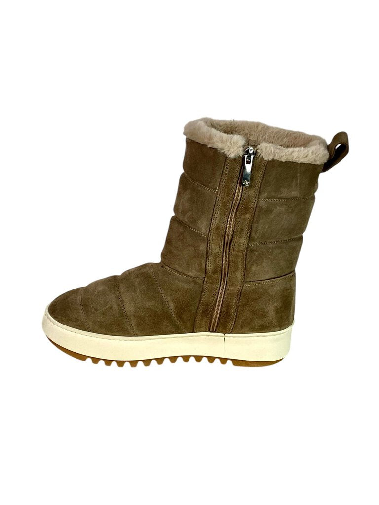 Aquatalia Suede Fur Lined Mid Calf Boots